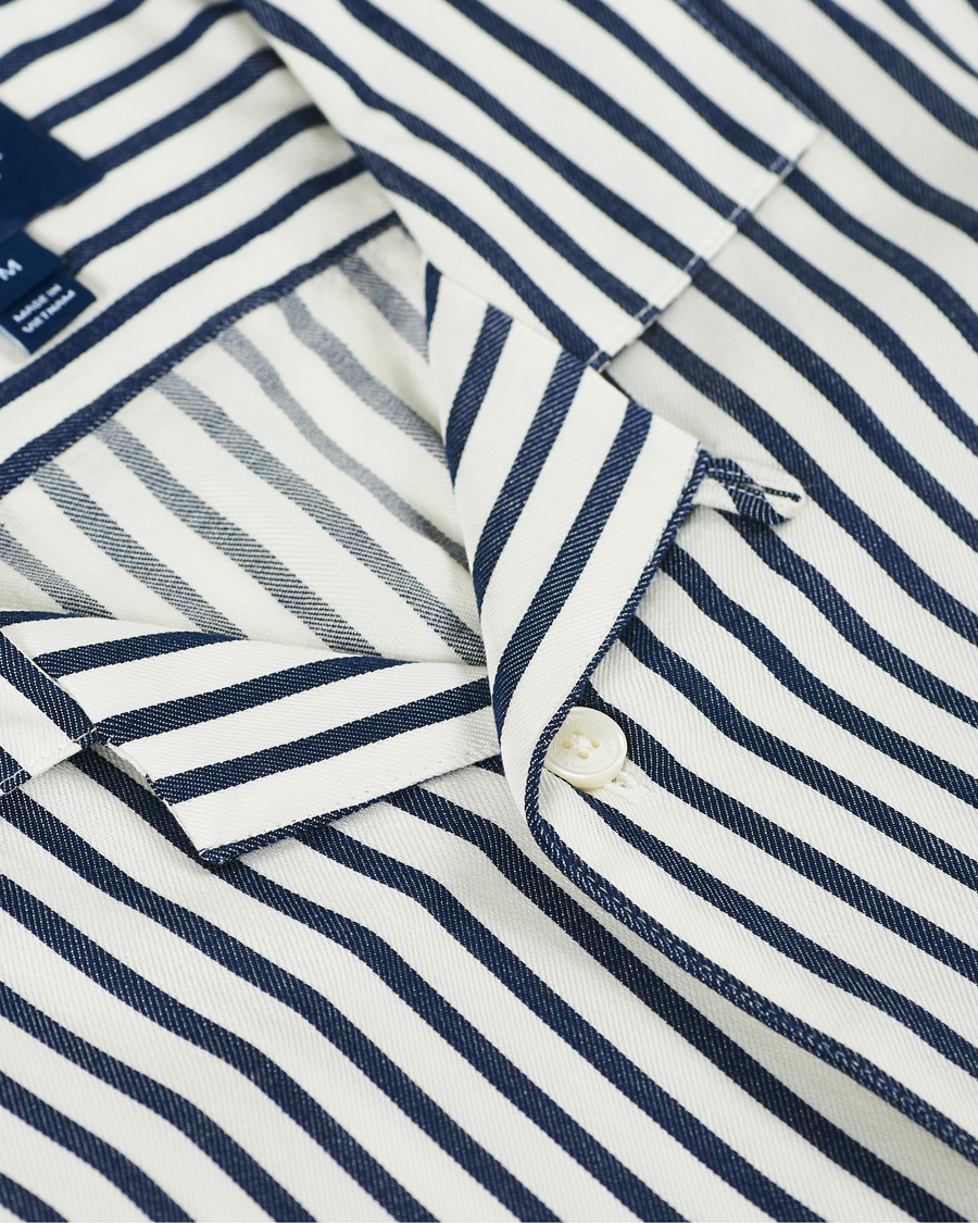 Herr | Skjortor | Gant | Rel Stripe Camp Collar Short Sleeve Shirt White/Blue