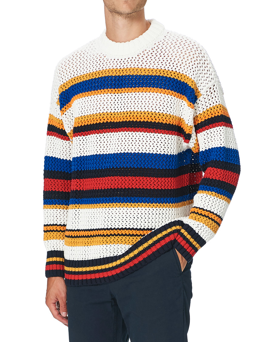 Herr | Tröjor | GANT | Open Knit Stripe Crew Neck Multi