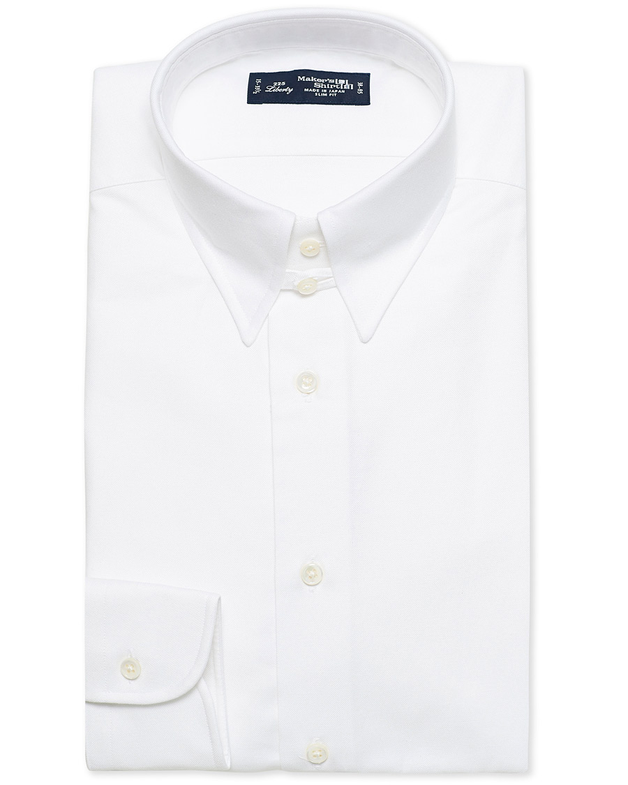 Herr | Skjortor | Kamakura Shirts | Slim Fit Oxford Tab Collar Shirt White 43 - XL
