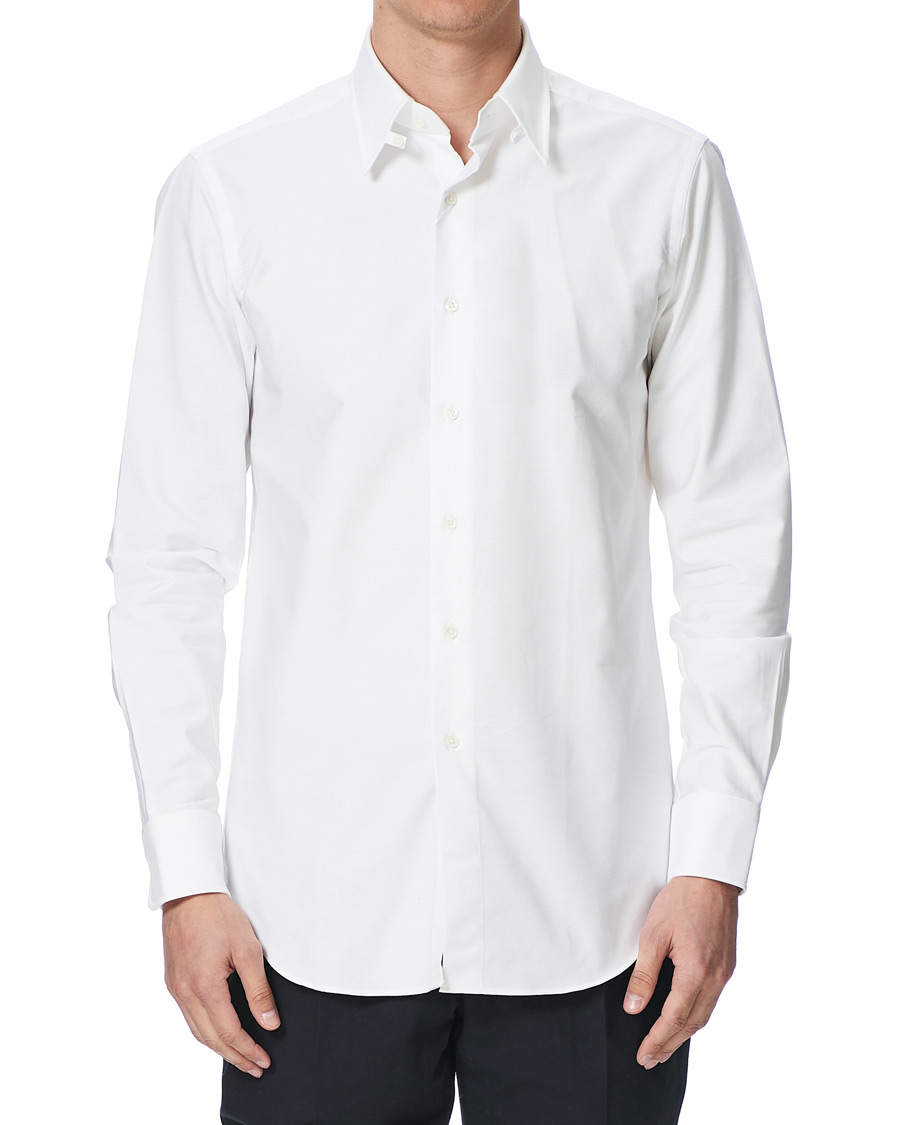 Herr | Skjortor | Kamakura Shirts | Slim Fit Oxford Tab Collar Shirt White 43 - XL