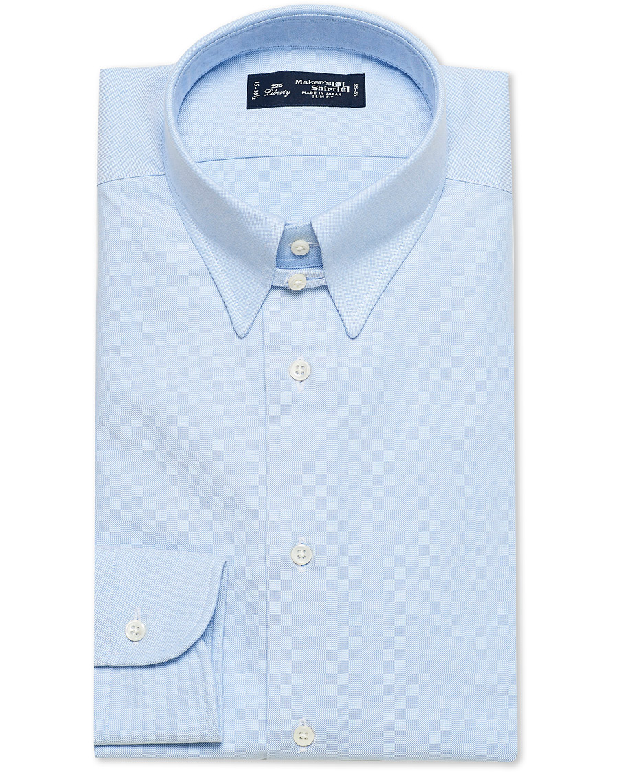 Herr | Skjortor | Kamakura Shirts | Slim Fit Oxford Tab Collar Shirt Light Blue