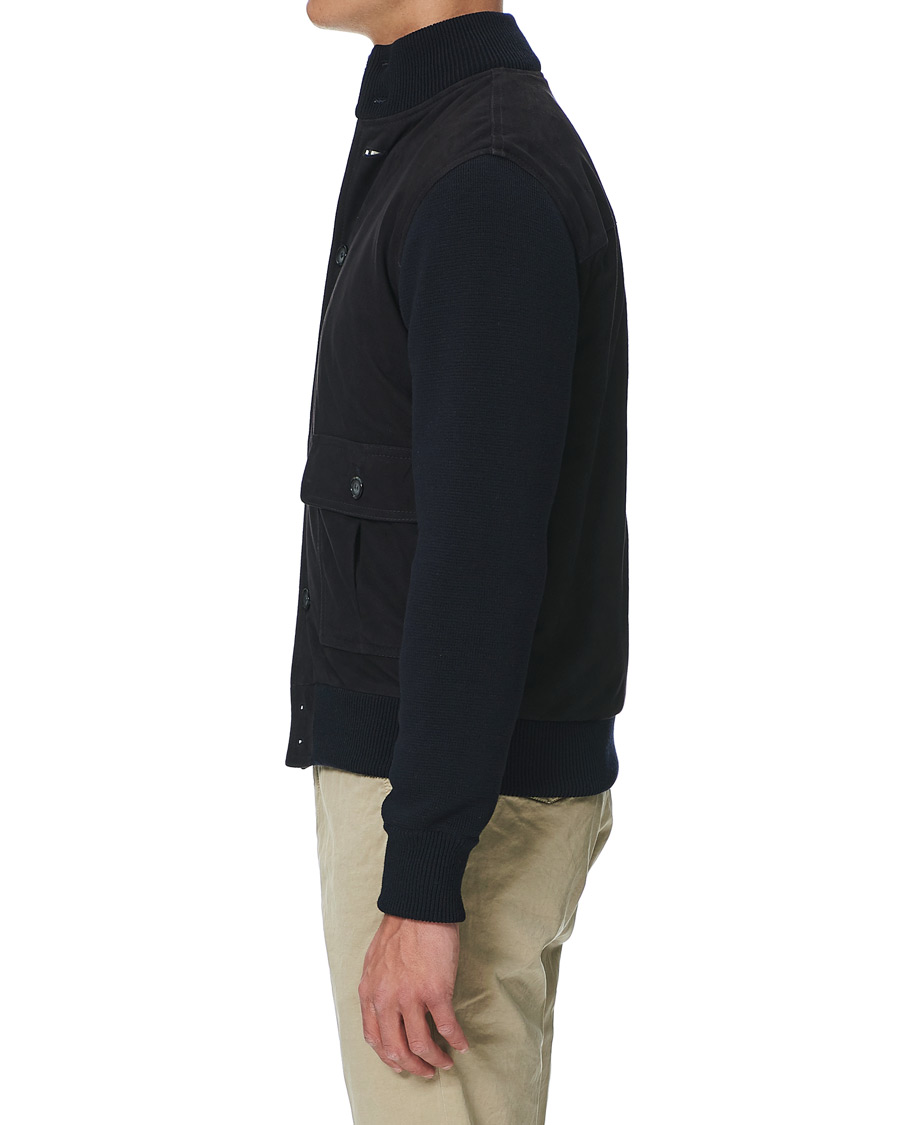 Herr | Jackor | Valstar | Valstarino Suede Combo Jacket Navy Suede