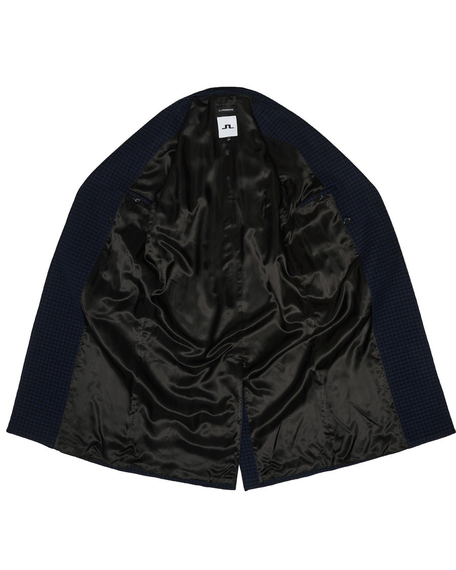 Herr | Jackor | J.Lindeberg | Willy Double Breasted Houndstooth Coat Navy