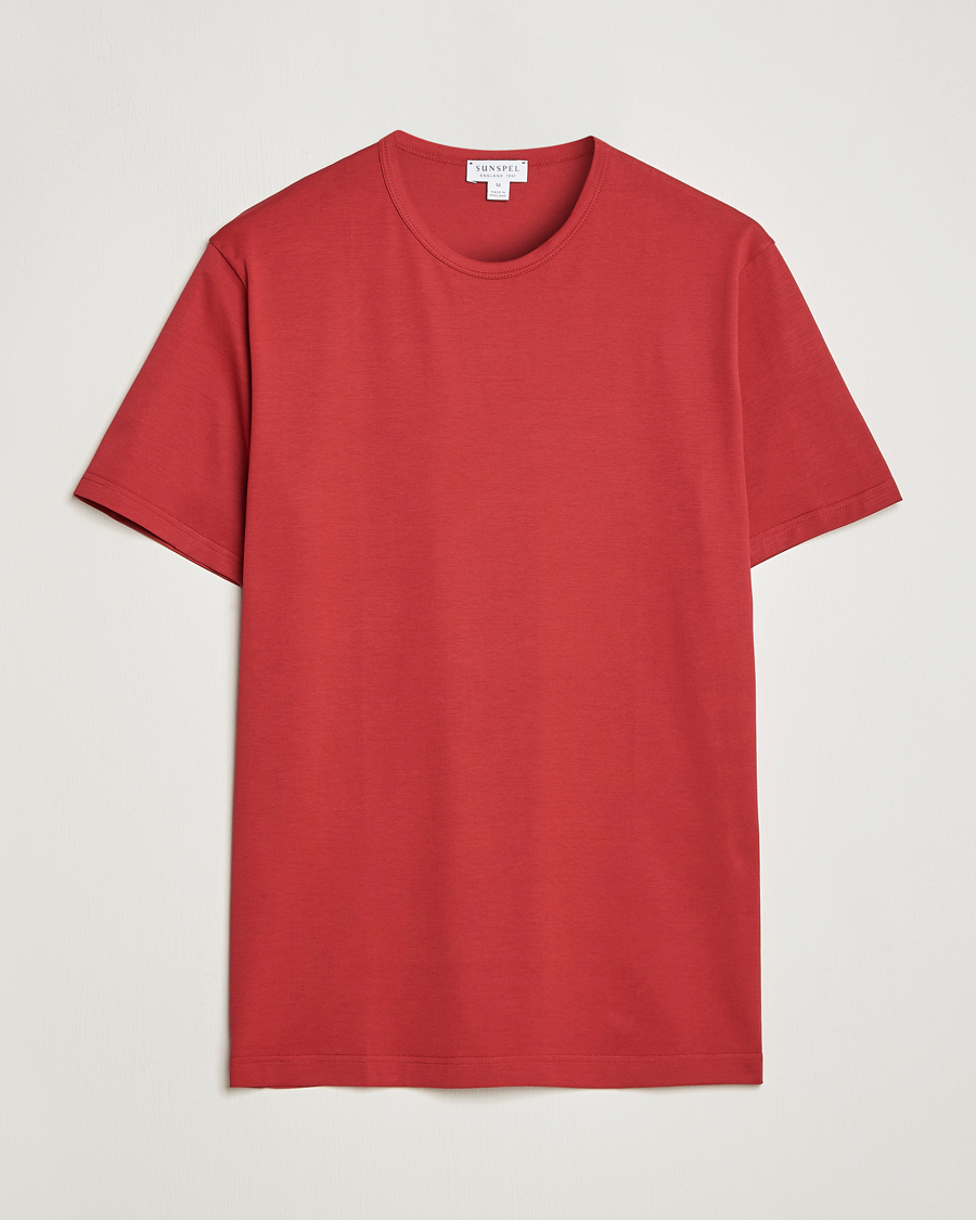 Herr | T-Shirts | Sunspel | Crew Neck Cotton Tee Wine