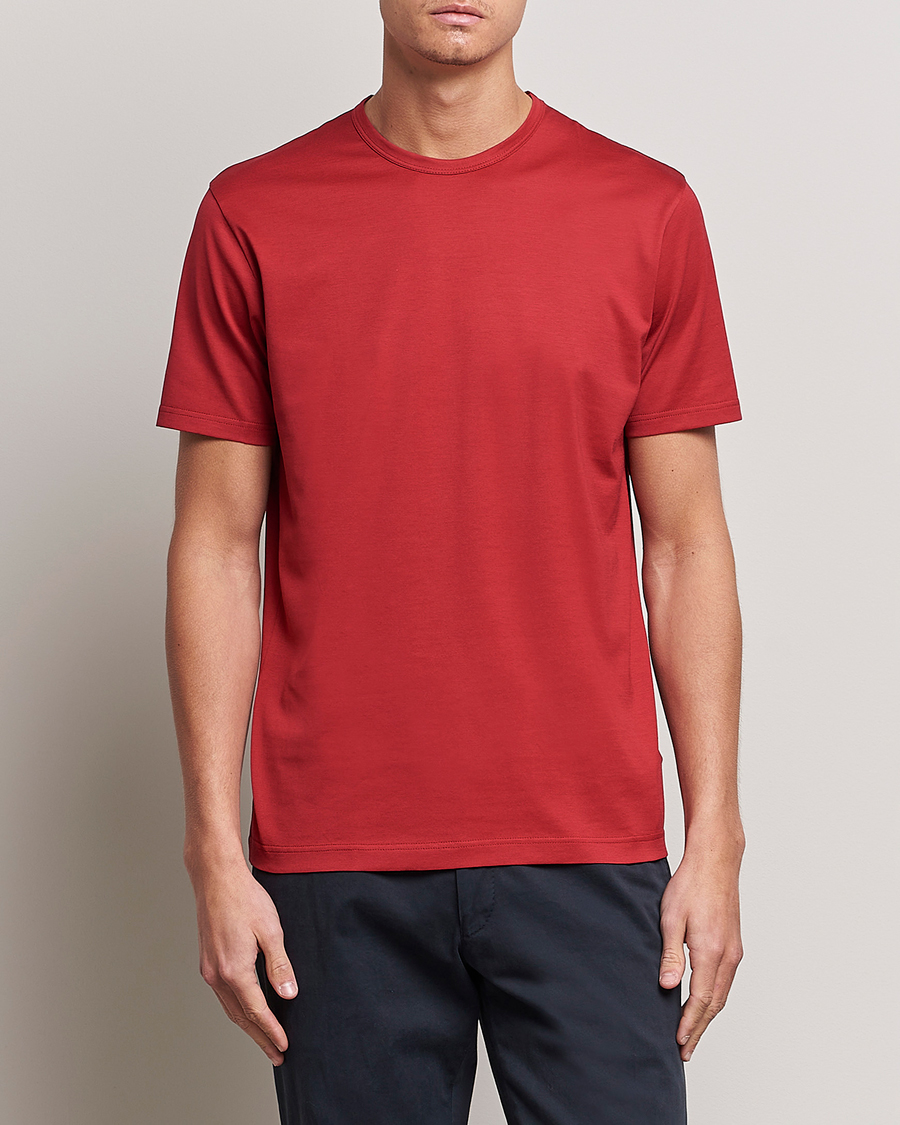 Herr | T-Shirts | Sunspel | Crew Neck Cotton Tee Wine