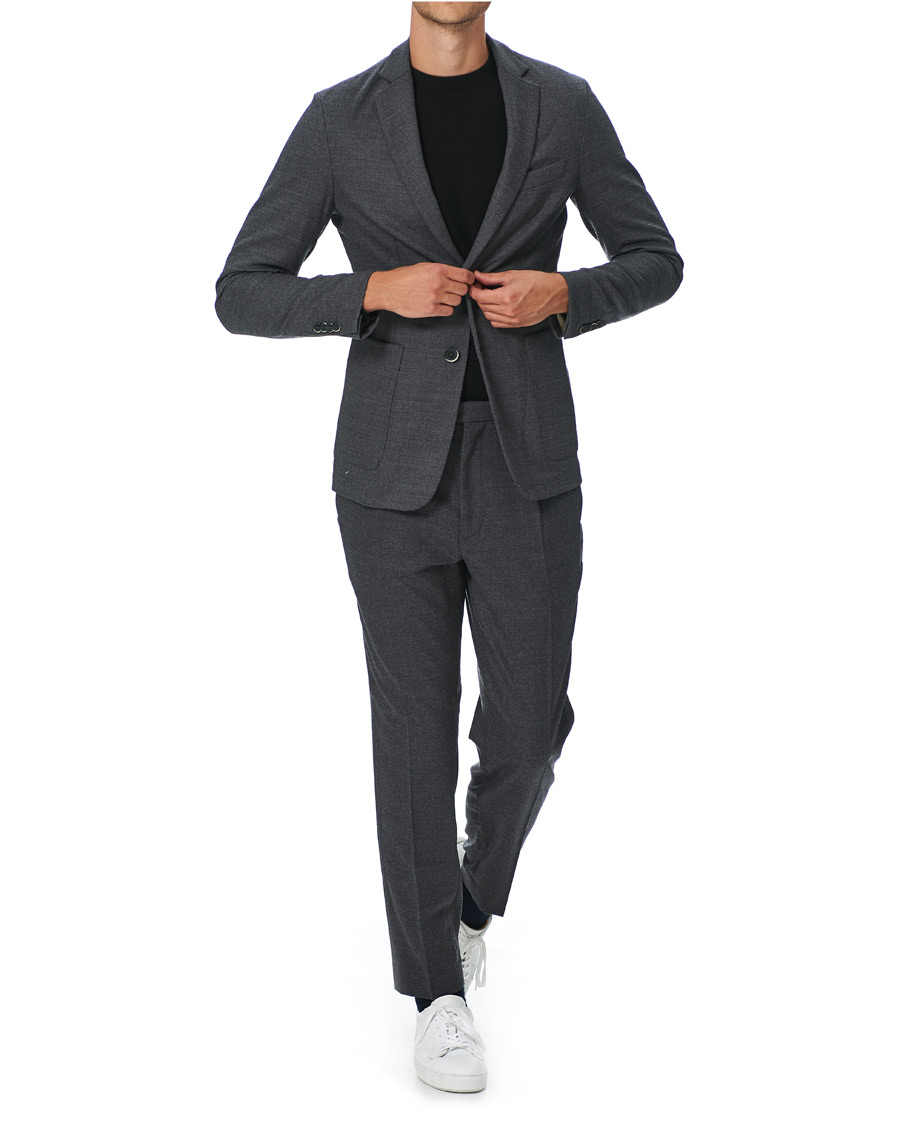 Herr | Kavajer | Barena | Borgo Unconstructed Flannel Blazer Grey Melange