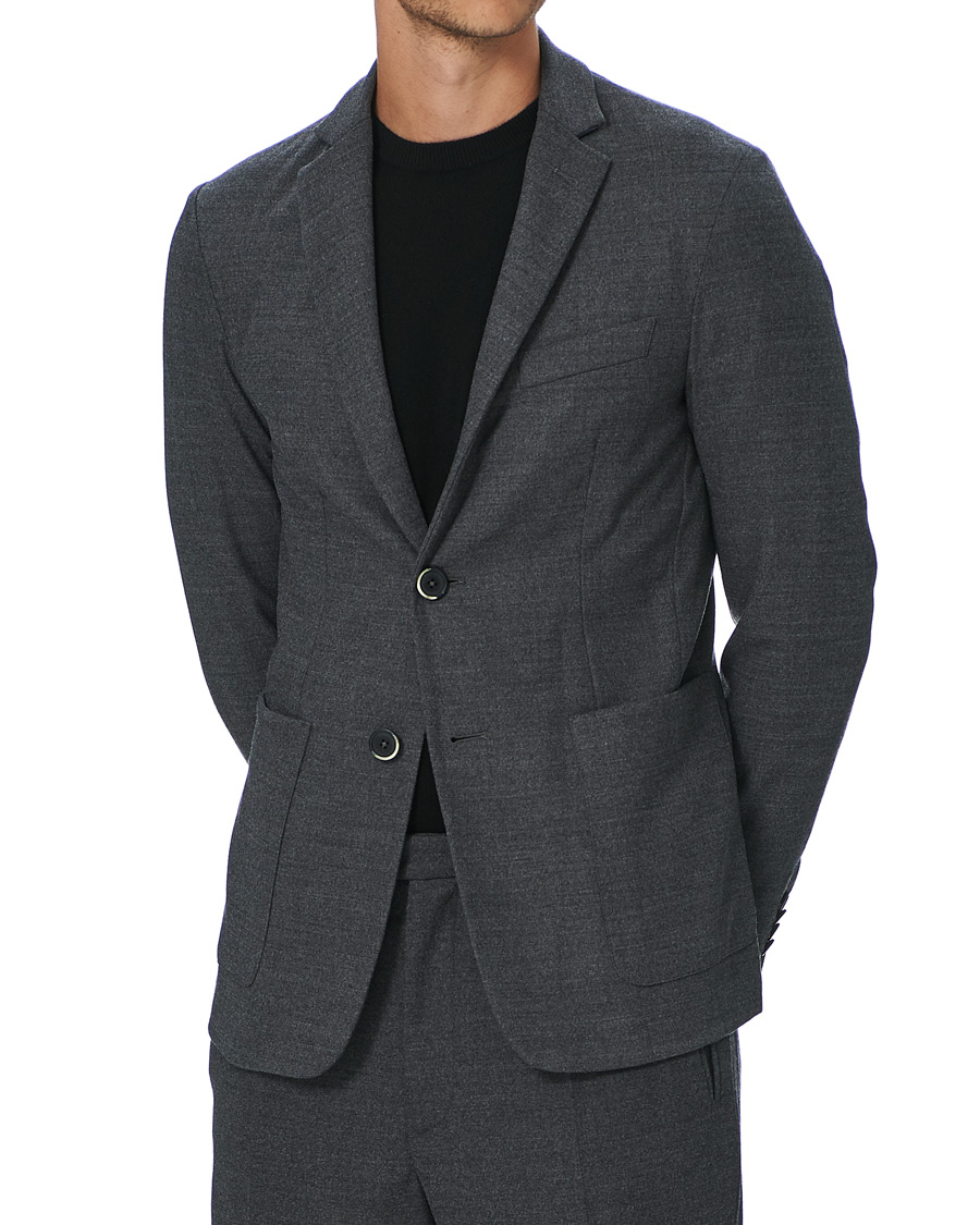 Herr | Kavajer | Barena | Borgo Unconstructed Flannel Blazer Grey Melange