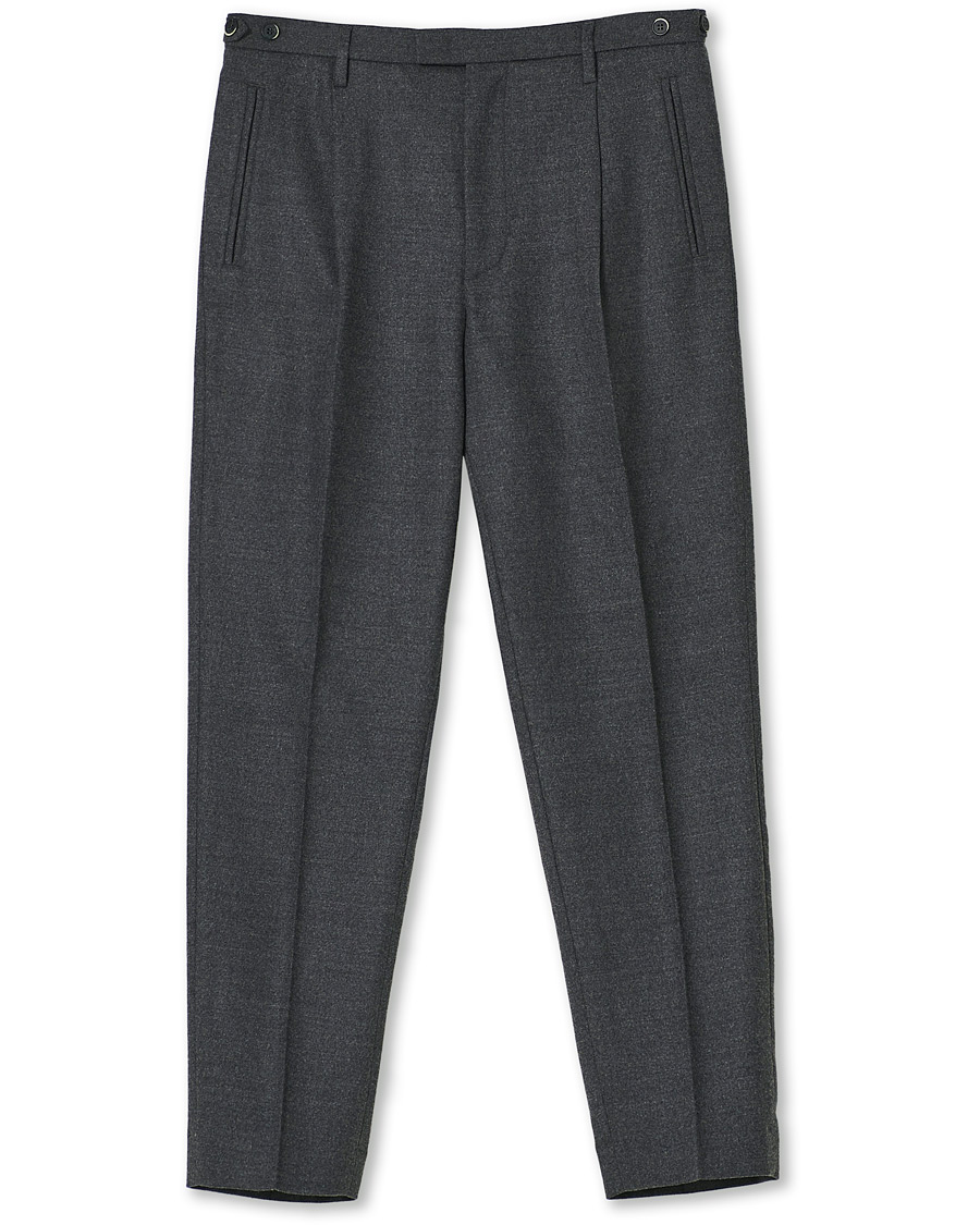 Herr | Byxor | Barena | Masco Flannel Trousers Grey Melange