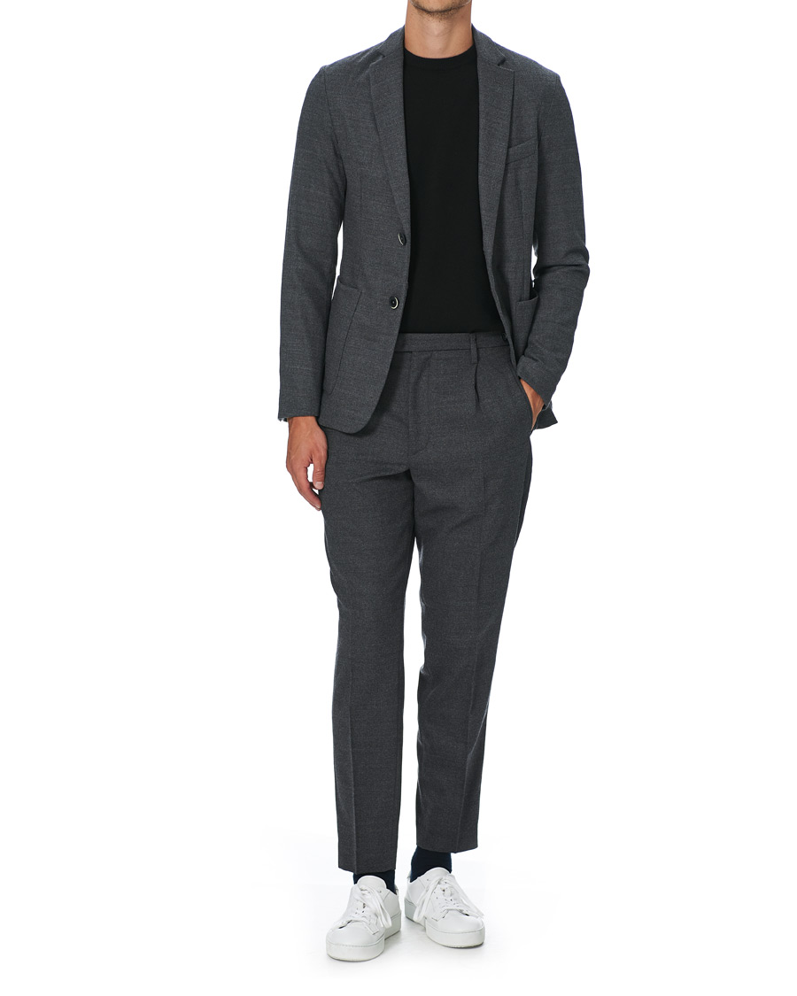Herr | Byxor | Barena | Masco Flannel Trousers Grey Melange