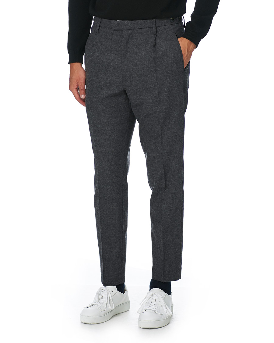 Herr | Byxor | Barena | Masco Flannel Trousers Grey Melange
