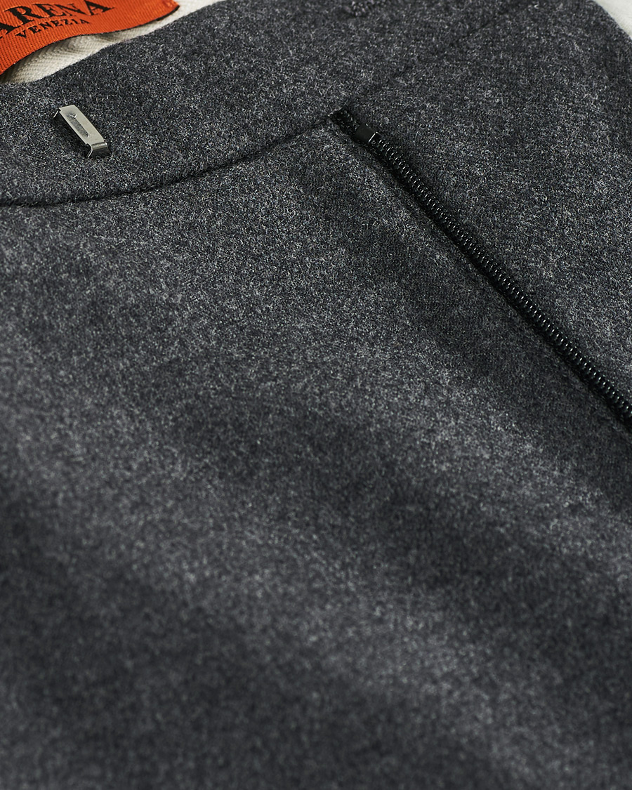 Herr | Byxor | Barena | Masco Flannel Trousers Grey Melange