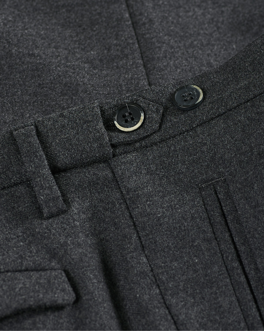 Herr | Byxor | Barena | Masco Flannel Trousers Grey Melange
