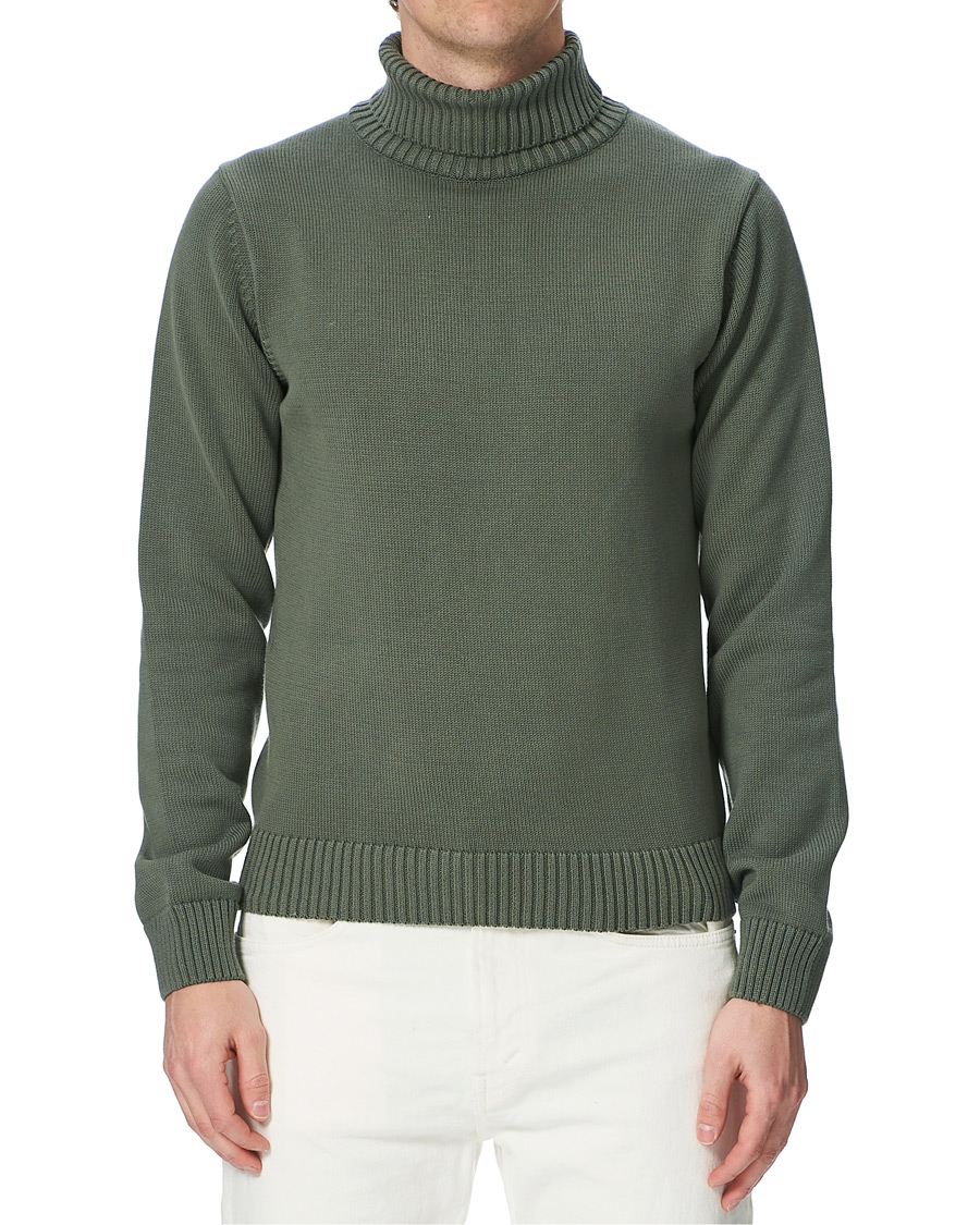 Herr | Tröjor | Stenströms | Heavy Cotton Rollneck Dusty Olive