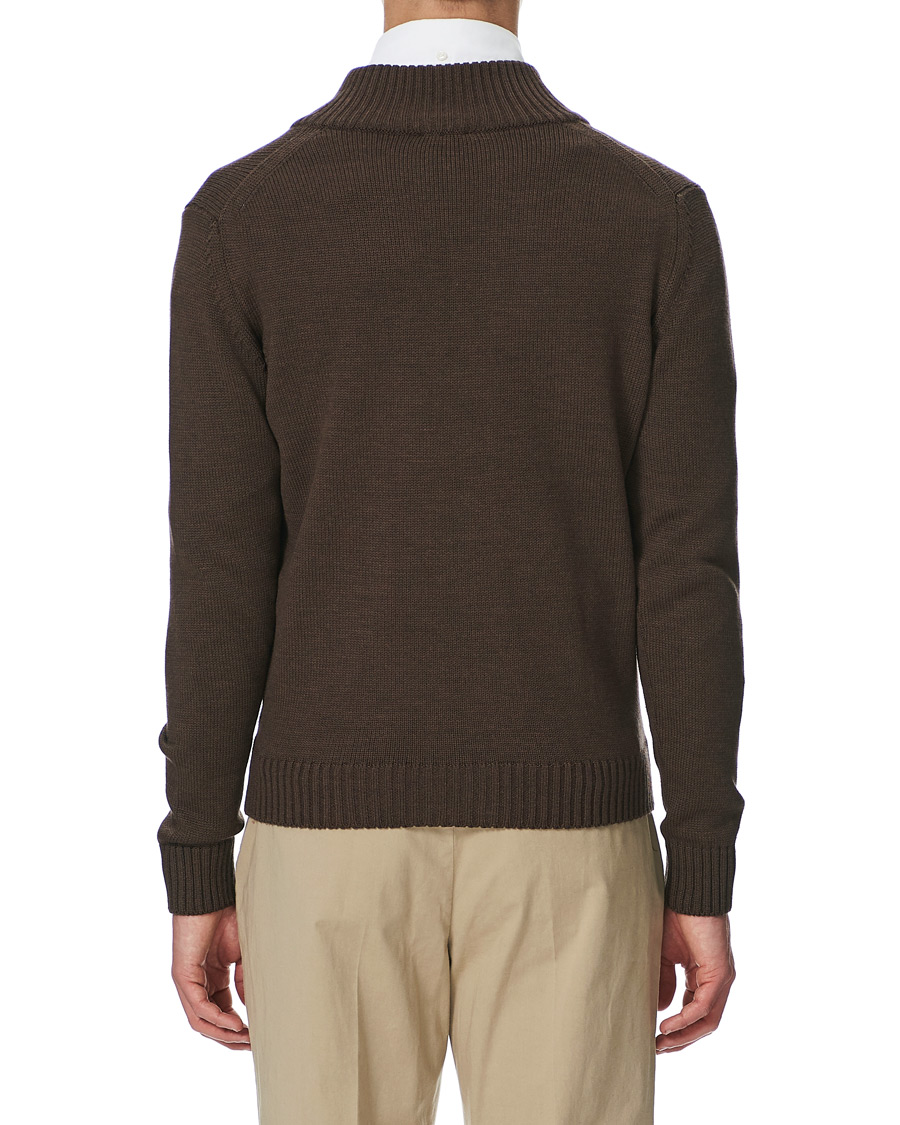 Herr | Tröjor | Stenströms | Heavy Merino Wool Cardigan Brown
