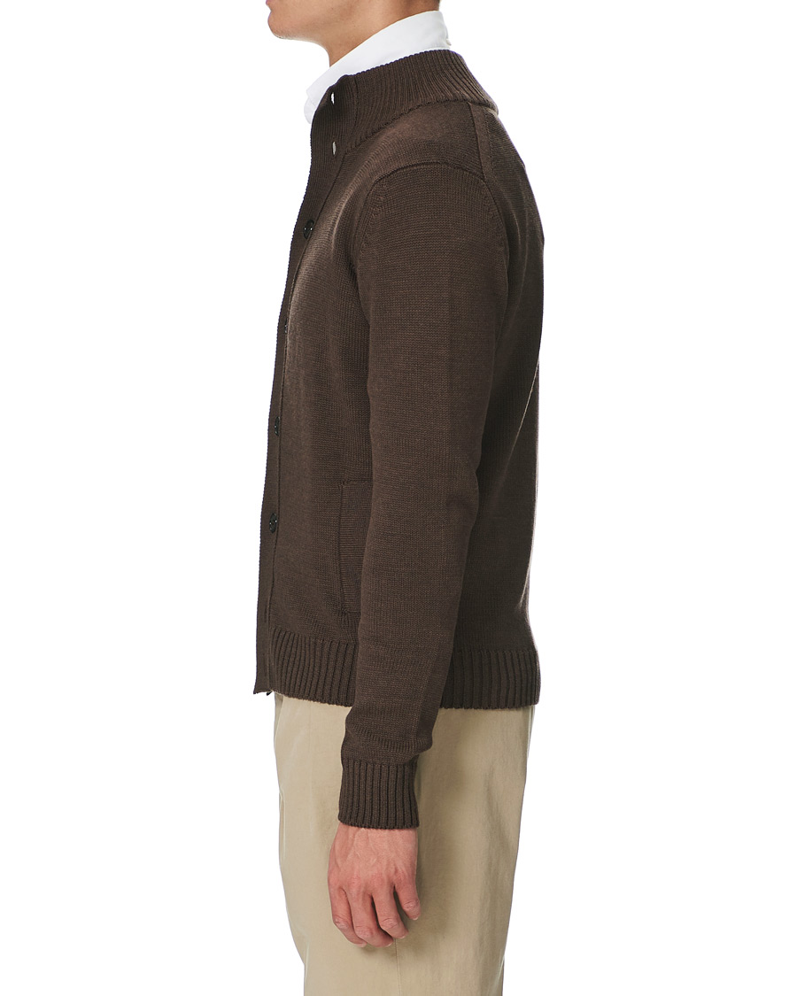 Herr | Tröjor | Stenströms | Heavy Merino Wool Cardigan Brown