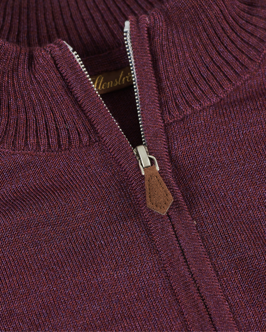 Herr | Tröjor | Stenströms | Merino Half Zip Burgundy Mouliné