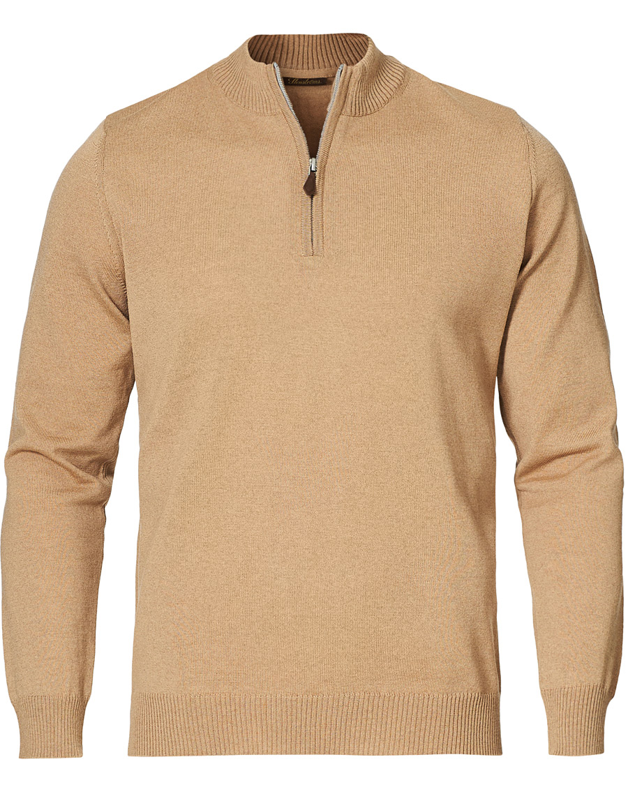 Herr | Tröjor | Stenströms | Merino Half Zip Light Beige