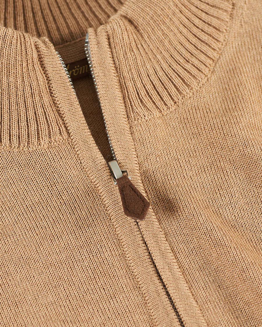 Herr | Tröjor | Stenströms | Merino Half Zip Light Beige