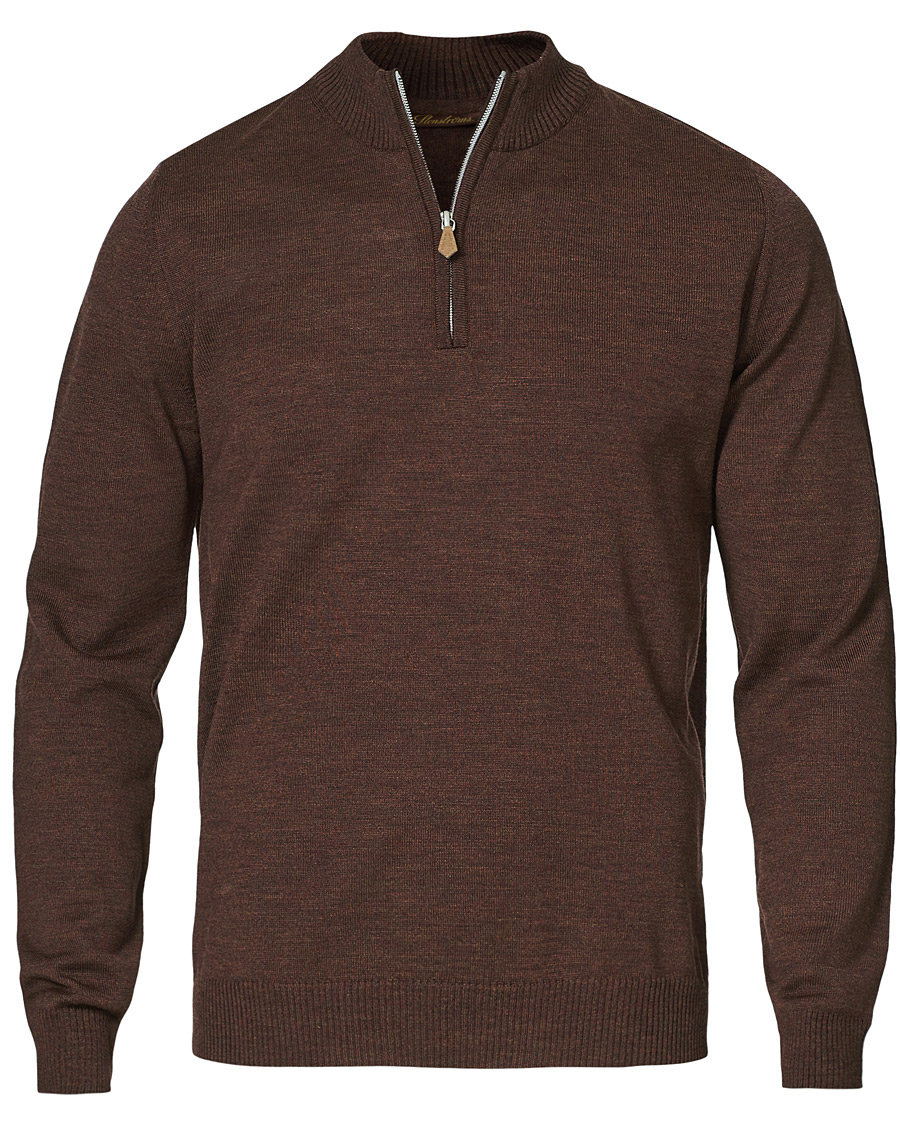 Herr | Tröjor | Stenströms | Merino Half Zip Brown