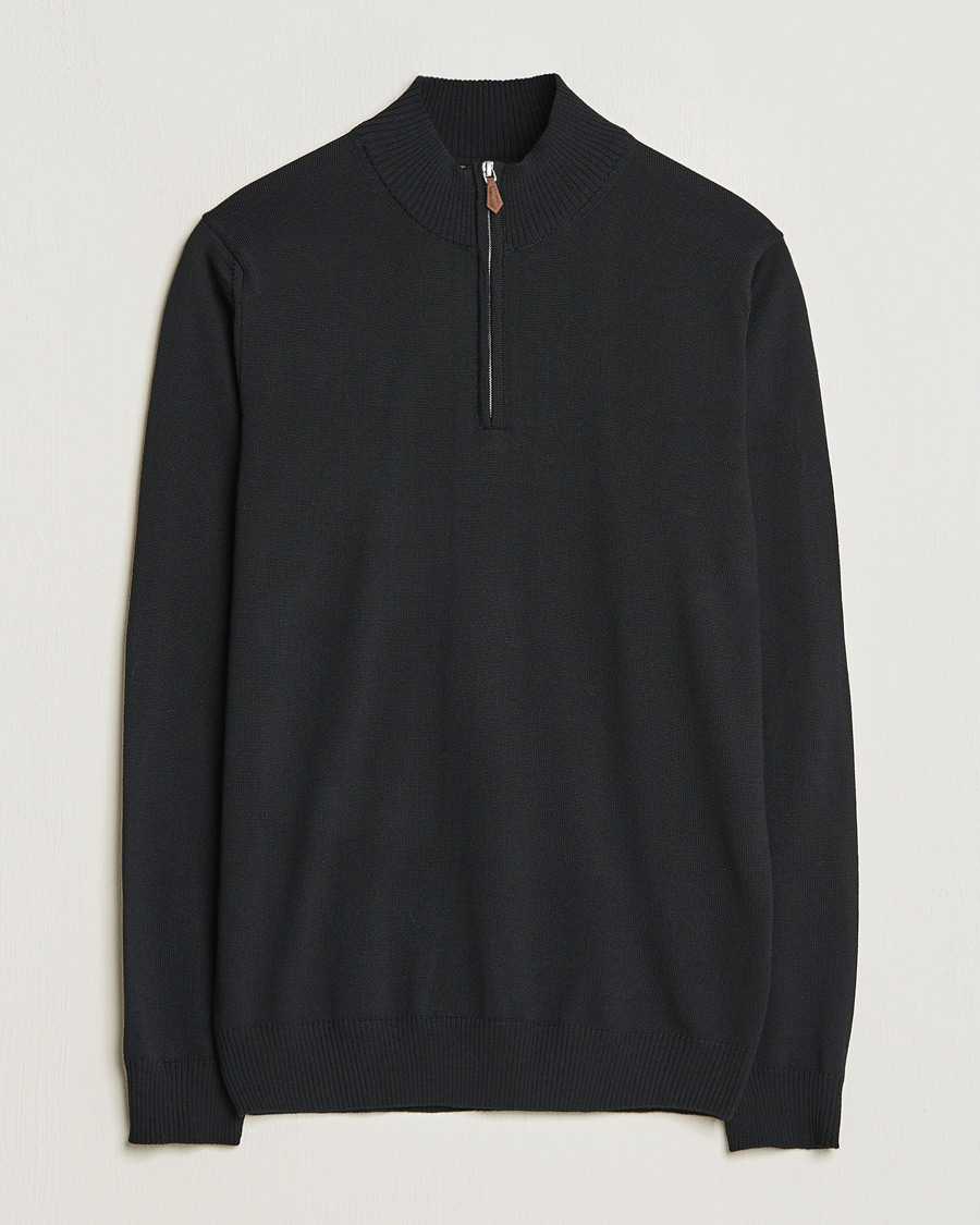 Herr | Tröjor | Stenströms | Merino Half Zip Black