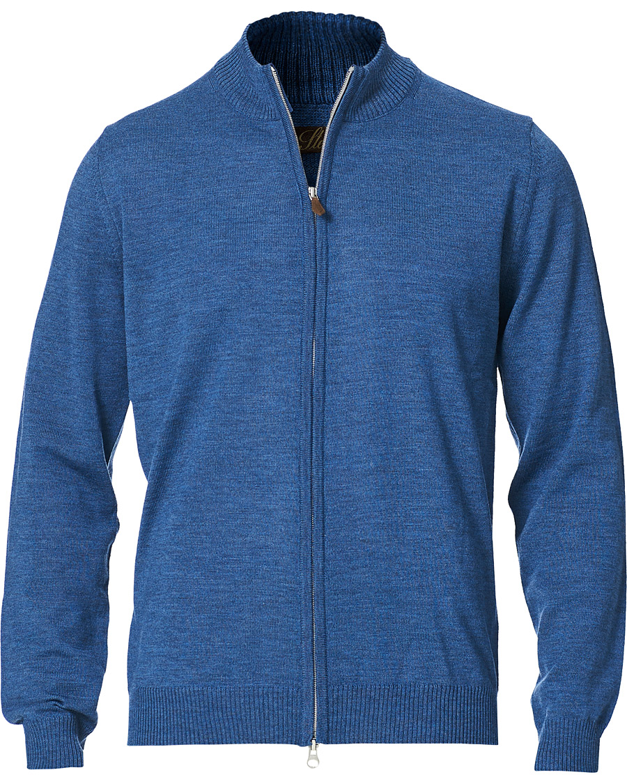 Herr | Tröjor | Stenströms | Merino Full Zip Light Blue