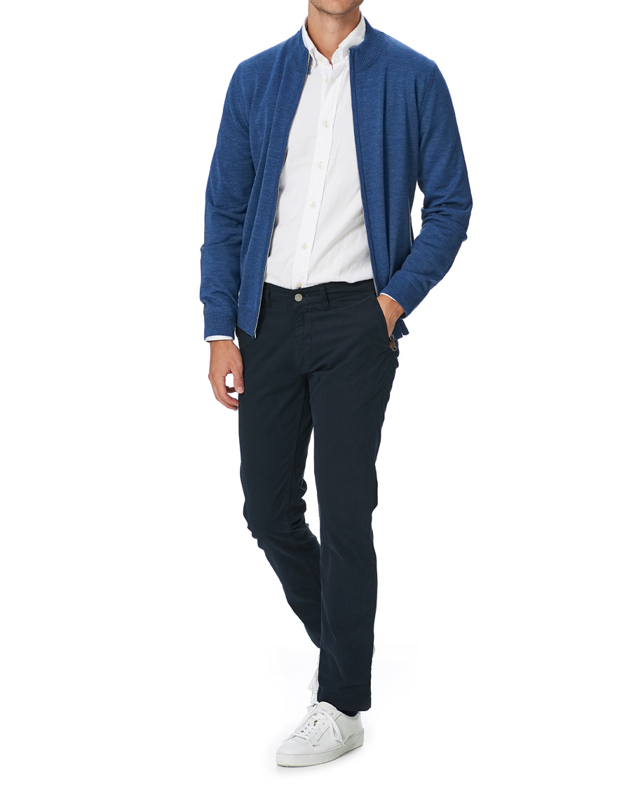 Herr | Tröjor | Stenströms | Merino Full Zip Light Blue