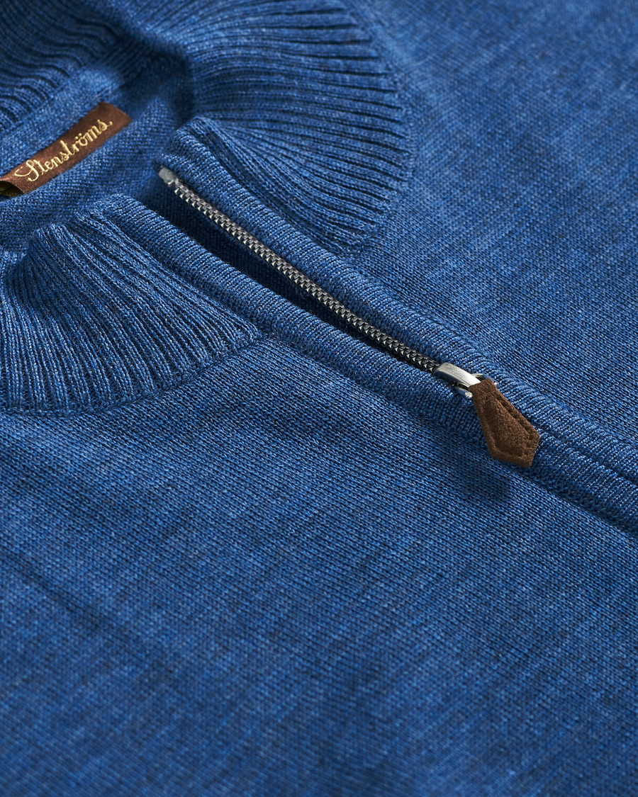 Herr | Tröjor | Stenströms | Merino Full Zip Light Blue