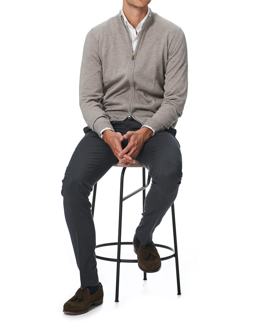 Herr | Tröjor | Stenströms | Merino Full Zip Greige