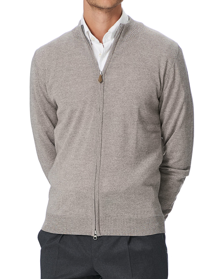 Herr | Tröjor | Stenströms | Merino Full Zip Greige