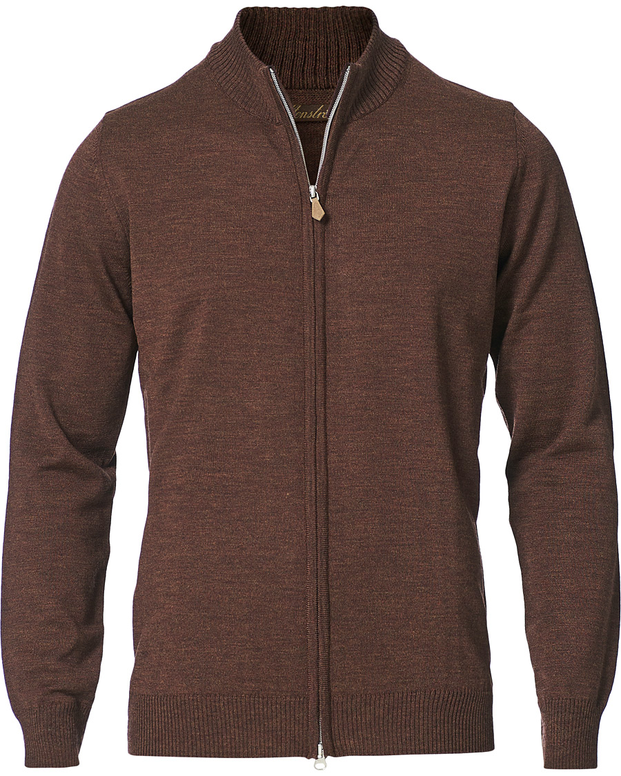 Herr | Tröjor | Stenströms | Merino Full Zip Brown
