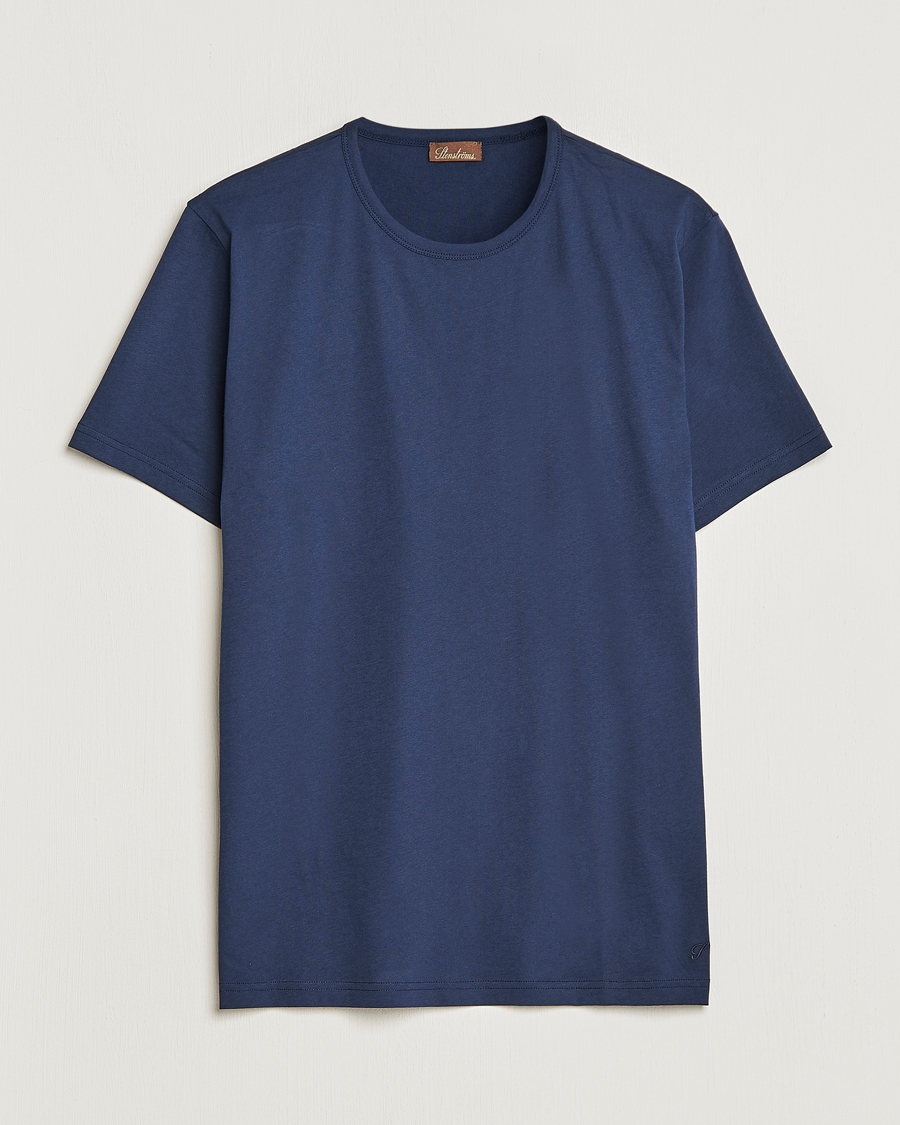 Herr | T-Shirts | Stenströms | Solid Cotton T-Shirt Navy
