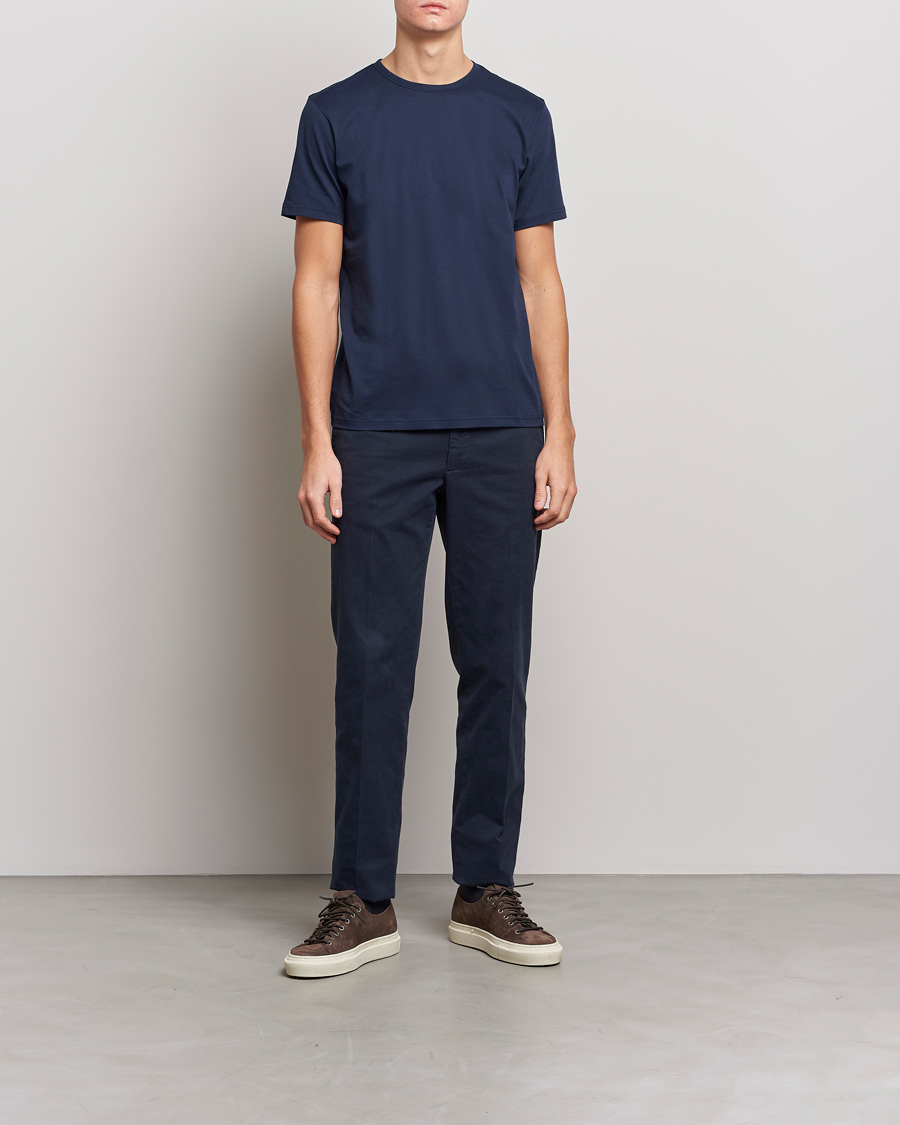 Herr | T-Shirts | Stenströms | Solid Cotton T-Shirt Navy