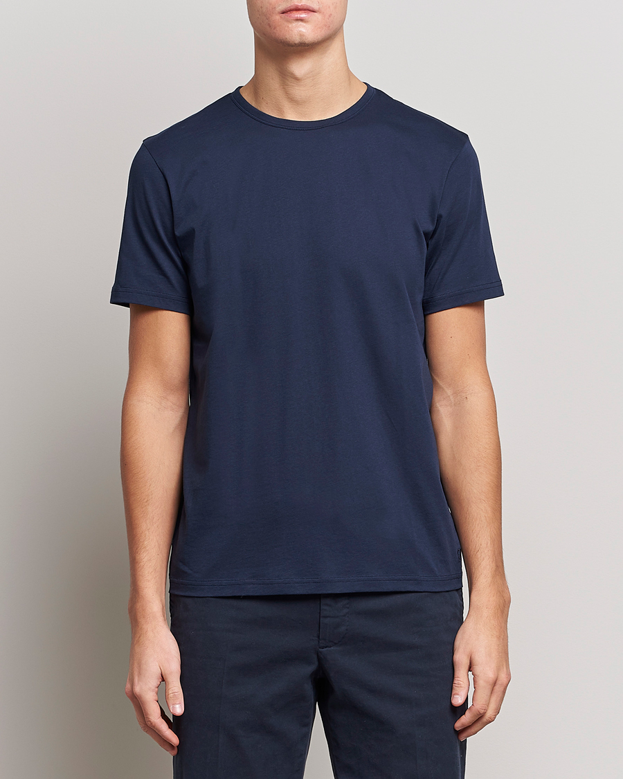 Herr | Business & Beyond | Stenströms | Solid Cotton T-Shirt Navy