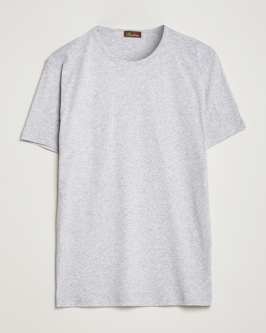 Herr |  | Stenströms | Solid Cotton T-Shirt Grey Melange