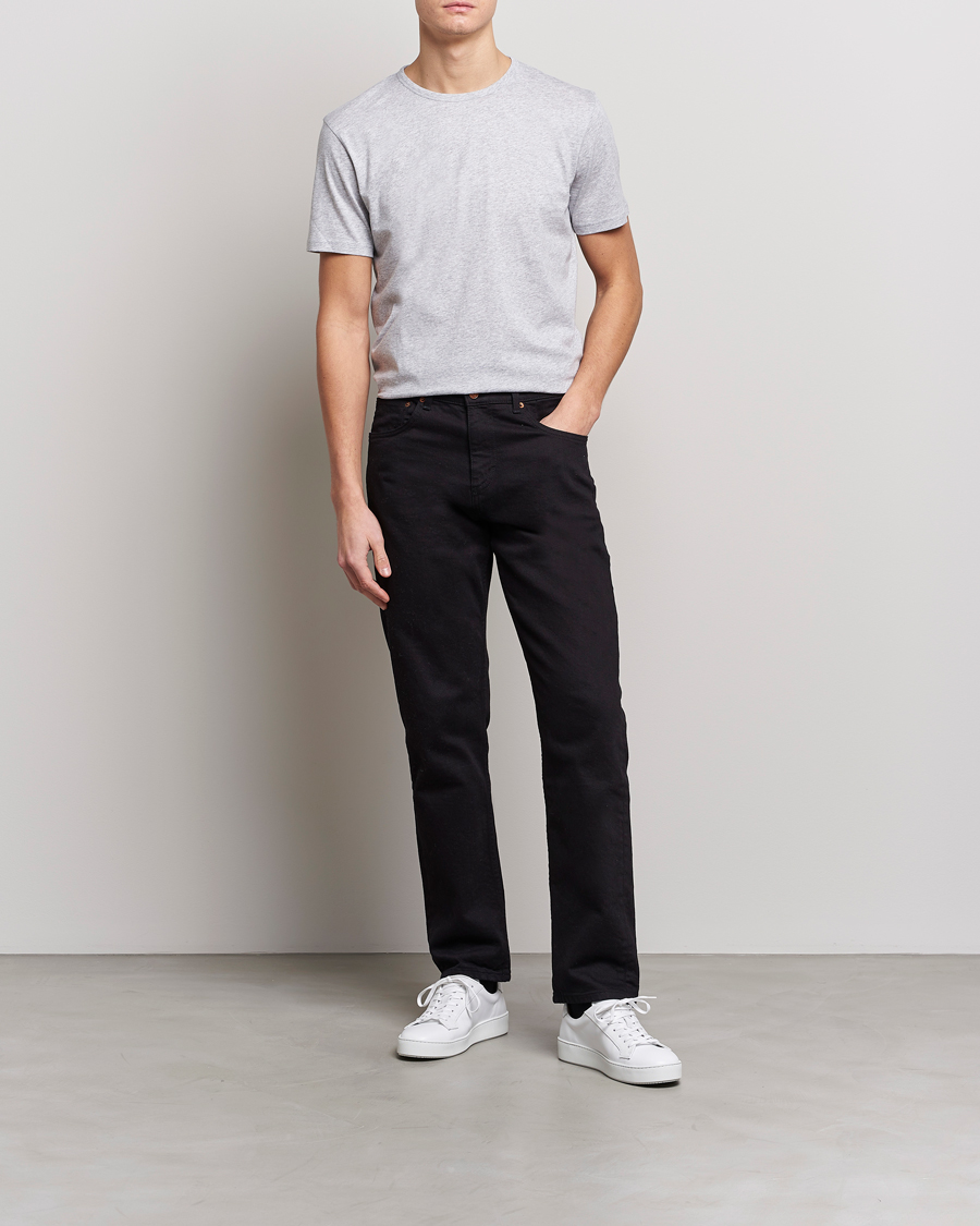 Herr | T-Shirts | Stenströms | Solid Cotton T-Shirt Grey Melange