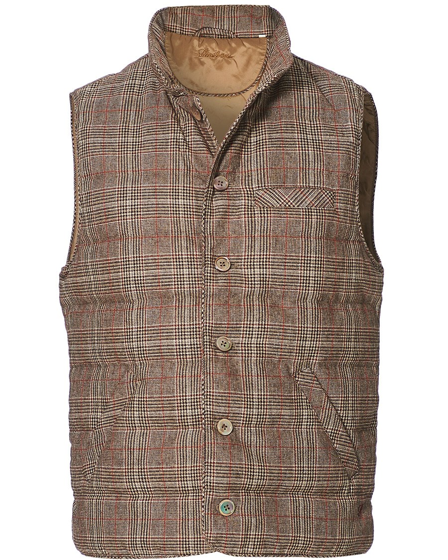 Herr | Jackor | Stenströms | Quilted Check Wool Vest Brown
