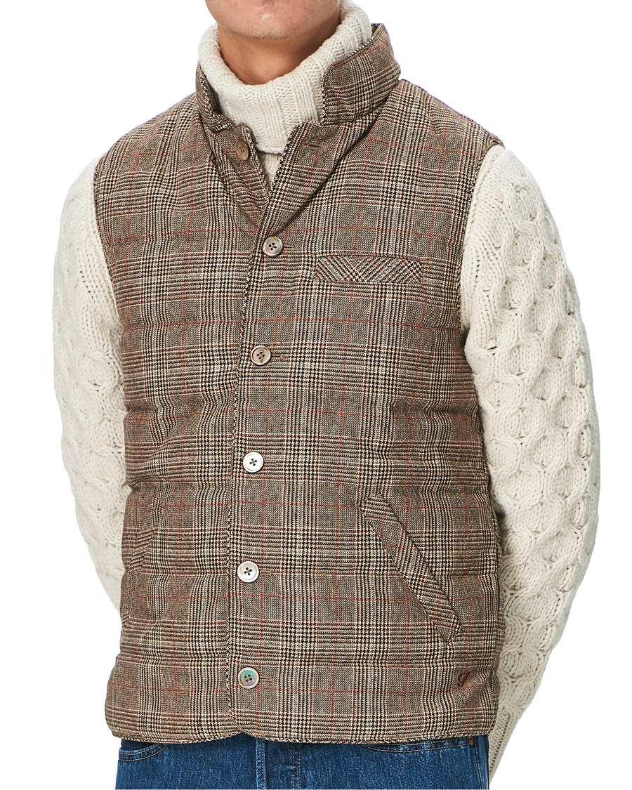 Herr | Jackor | Stenströms | Quilted Check Wool Vest Brown