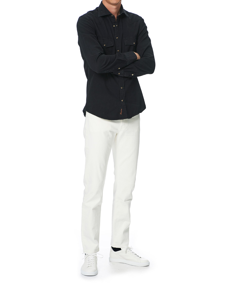Herr | Skjortor | Stenströms | Slimline Washed Denim Shirt Black