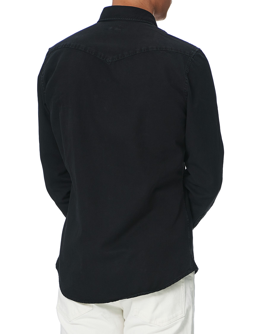 Herr | Skjortor | Stenströms | Slimline Washed Denim Shirt Black