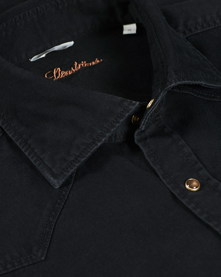 Herr | Skjortor | Stenströms | Slimline Washed Denim Shirt Black