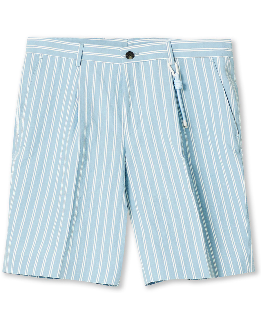 Herr | Shorts | BOSS BLACK | BOSS Pepe Striped Seersucker Shorts Pastel Blue