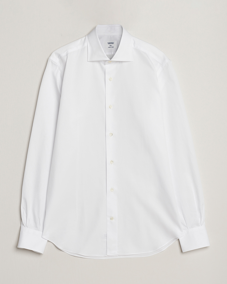 Herr |  | Mazzarelli | Soft Cotton Cut Away Shirt White