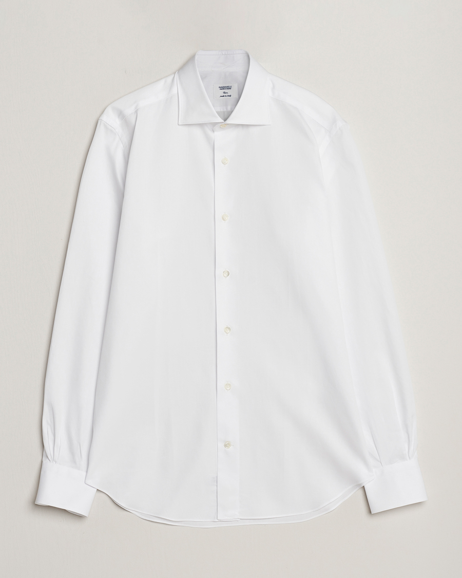 Herr | Skjortor | Mazzarelli | Soft Cotton Cut Away Shirt White