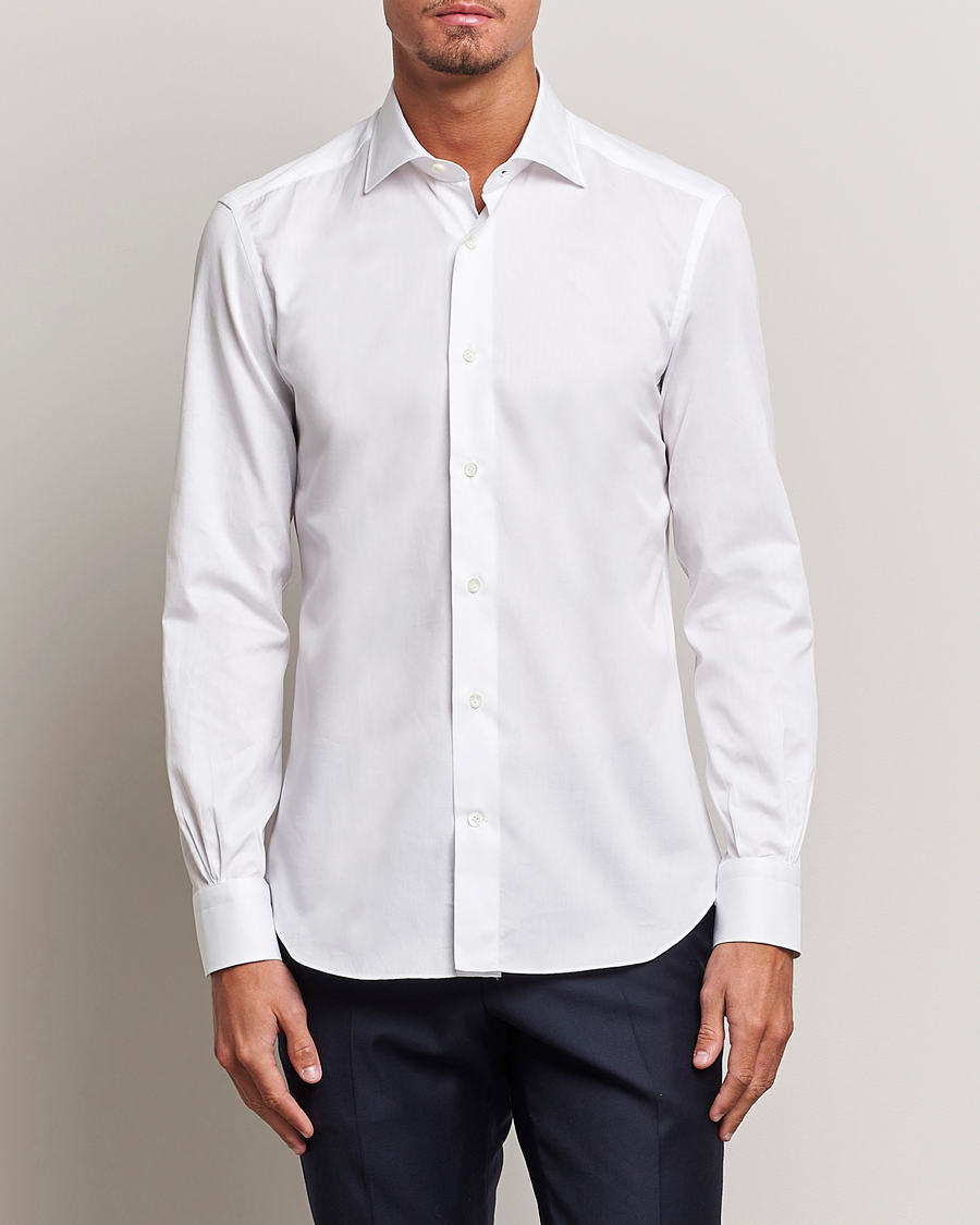 Herr |  | Mazzarelli | Soft Cotton Cut Away Shirt White
