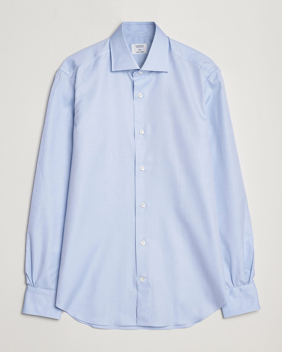 Herr | Skjortor | Mazzarelli | Soft Cotton Cut Away Shirt Light Blue