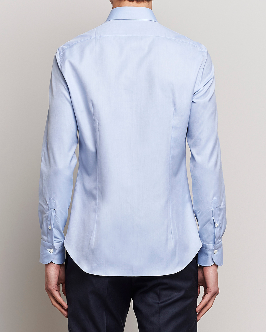 Herr | Skjortor | Mazzarelli | Soft Cotton Cut Away Shirt Light Blue