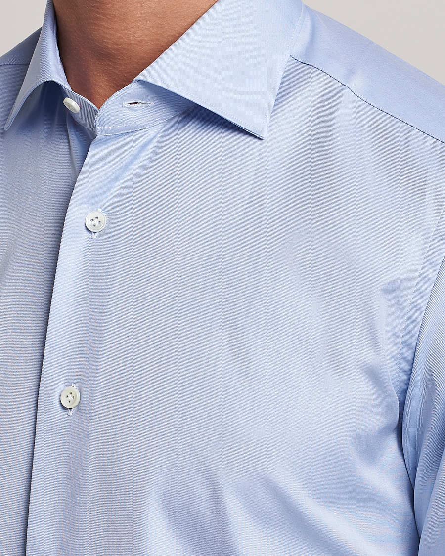 Herr | Skjortor | Mazzarelli | Soft Cotton Cut Away Shirt Light Blue