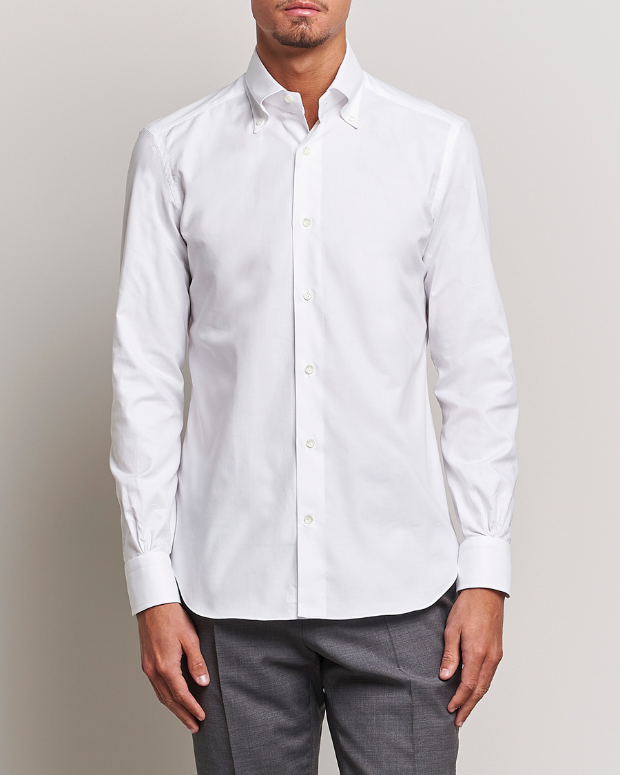 Herr | Casual | Mazzarelli | Soft Oxford Button Down Shirt White