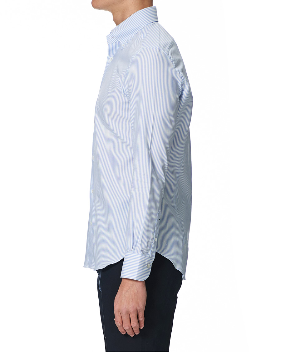 Herr | Skjortor | Mazzarelli | Soft Button Down Stripe Oxford Shirt Light Blue