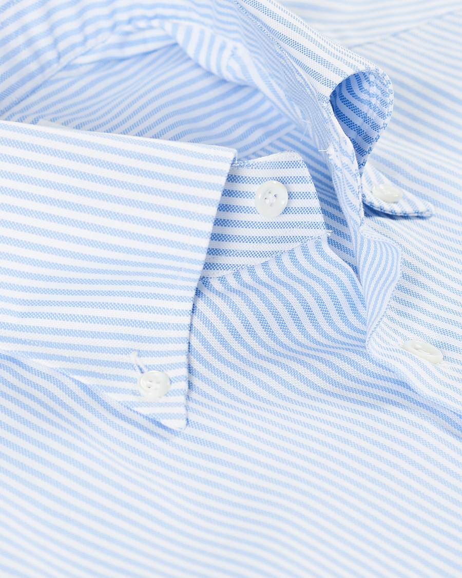 Herr | Skjortor | Mazzarelli | Soft Button Down Stripe Oxford Shirt Light Blue